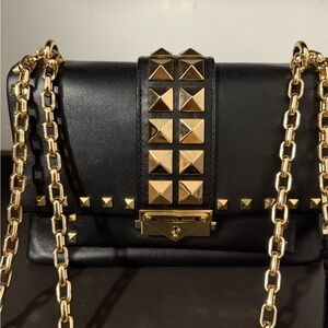 Michael Kors Black and Gold Studded Crossbody Bag